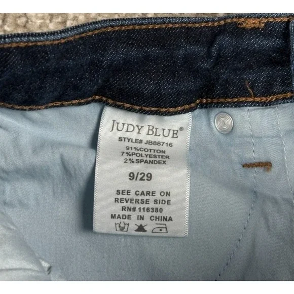 Judy Blue Jeans Womens 9/29 Blue Denim Wide Leg High Rise Crop Stretch *28x23.5 - Picture 12 of 12